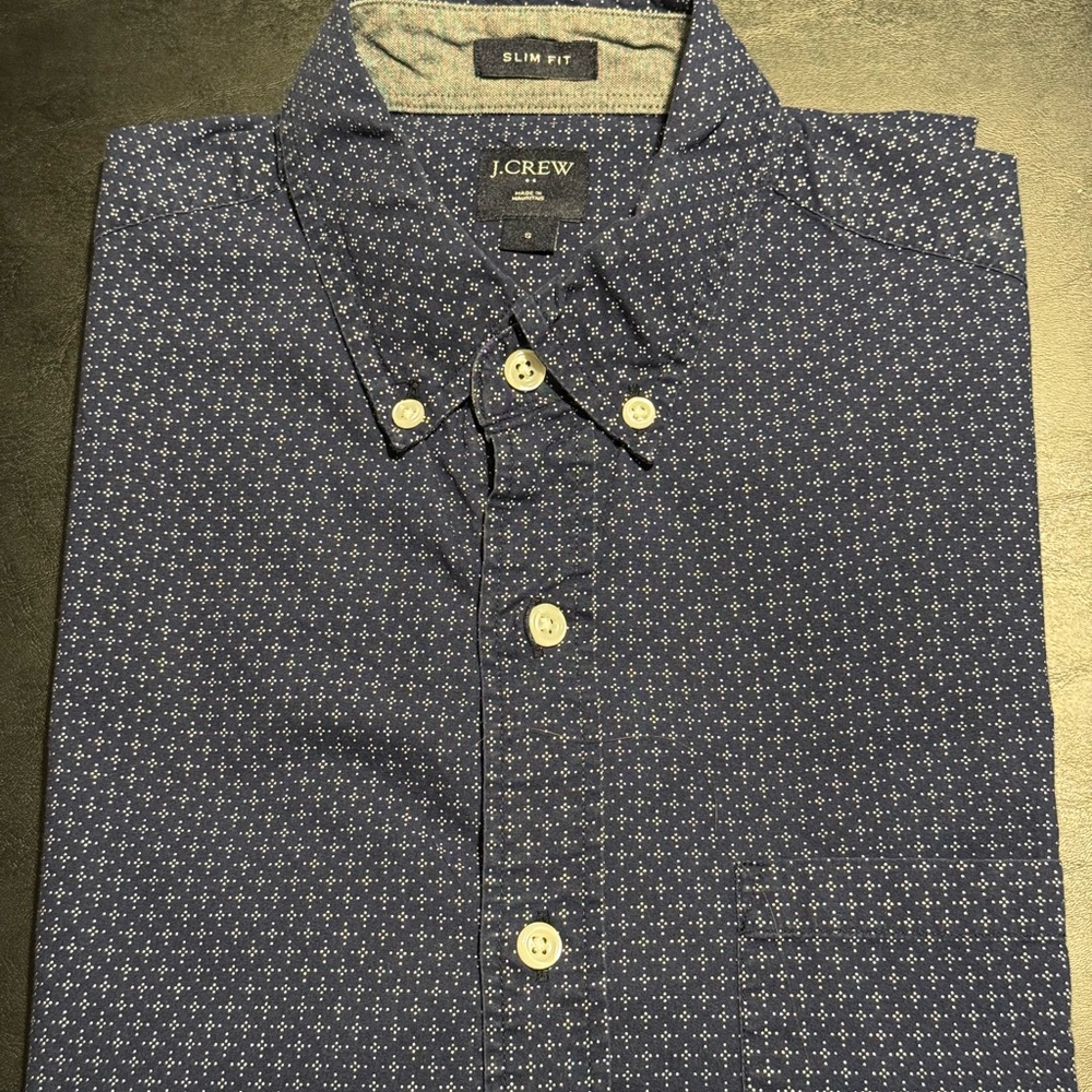 J. Crew Blue Casual slim fit Button Down Shirt with Pattern